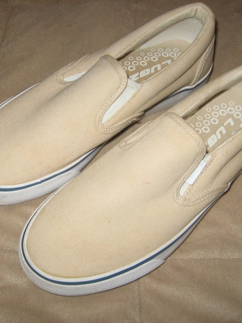 Lugz Canvas Slip-On Deck Shoes Loafers Women's Size 9 Beige & White